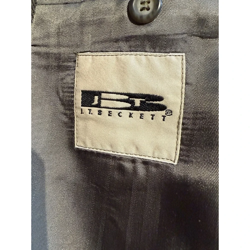 J.T.‎ Beckett Blazer 42R Gray Herringbone Wool Double Breasted Made Mexico
